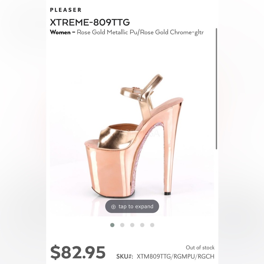 Pleaser xtreme-809TTG rose gold Metalic chrome platform pleasers size 5
